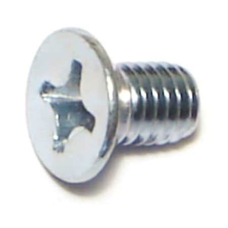 Midwest Fastener M6-1.00 x 10 mm Phillips Flat Machine Screw, Zinc Plated Steel, 50 PK 51507